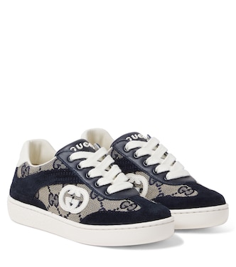 G74 GG Canvas suede-trimmed sneakers | Gucci Kids