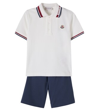Cotton piqué polo shirt and shorts set | Moncler Enfant