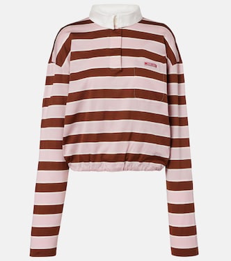 Striped cropped cotton jersey polo shirt | Prada