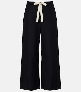 Pantaloni cropped Argento in cotone a gamba larga | 'S Max Mara