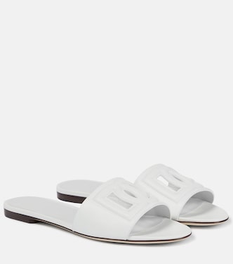 Logo cutout leather slides | Dolce&Gabbana