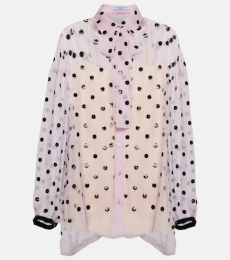 Camicia in chiffon di seta con ricamo | Prada