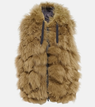 Cashmere shearling hooded vest | Brunello Cucinelli