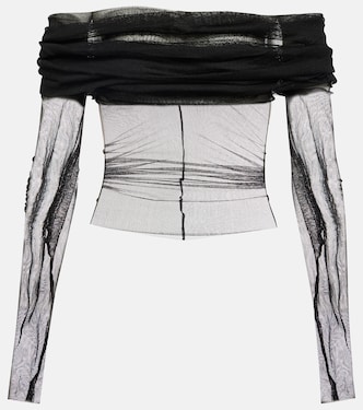 Sheer off-the-shoulder silk top | Christopher Esber