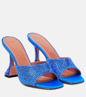 Mules Lupita en satin à cristaux | Amina Muaddi