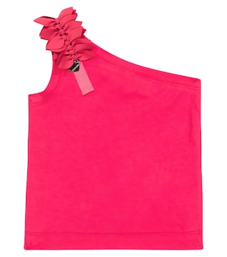 Bow-embellished cotton-blend tank top | Monnalisa