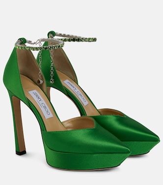 Saeda 125 embellished satin platform pumps | Jimmy Choo