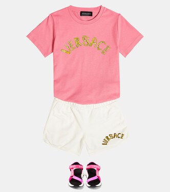 Shorts de forro polar de algodón | Versace Kids