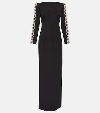 Robe longue Maimie en crêpe à cristaux | Safiyaa
