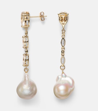 Boucles d'oreilles en or 14 ct, perles et topazes | Mateo