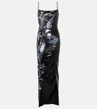 Sequined side-slit maxi dress | Balmain