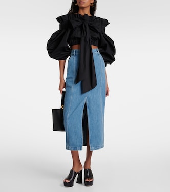 Bow-detail ruffled cotton crop top | Patou