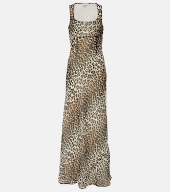 Leopard-print chiffon maxi dress | Ganni