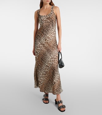 Abito lungo in chiffon con stampa | Ganni