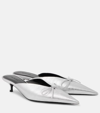 Mules Knife Bow 40 en cuir métallisé | Balenciaga