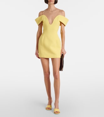 Abito corto off-shoulder in crêpe di lana | David Koma