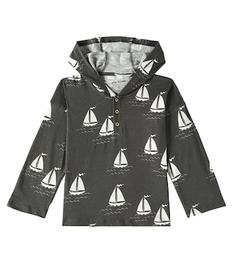 Bedruckter Hoodie Sailing Boats aus Baumwolle | Mini Rodini