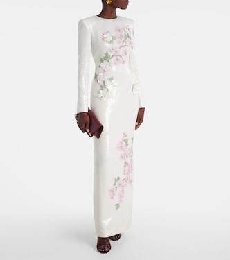 Embroidered sequined jersey gown | Oscar de la Renta