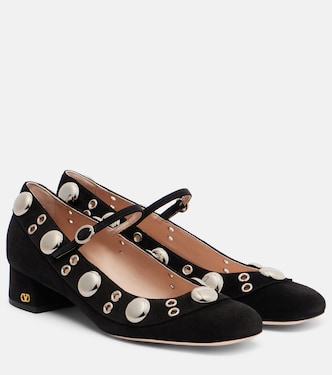 Verzierte Mary-Jane-Pumps Nellcôte aus Veloursleder | Valentino Garavani