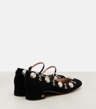 Verzierte Mary-Jane-Pumps Nellcôte aus Veloursleder | Valentino Garavani
