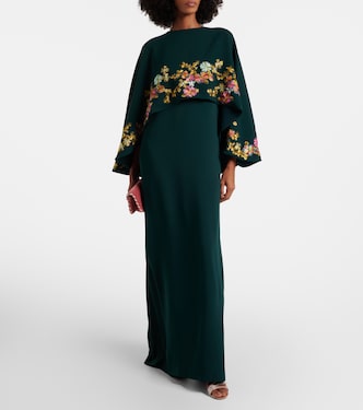 Robe longue en crêpe à ornements | Costarellos
