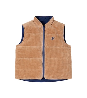 Reversible cotton corduroy puffer vest | Vilebrequin Kids