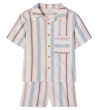 Iro striped cotton bowling shirt and shorts set | Cozmo