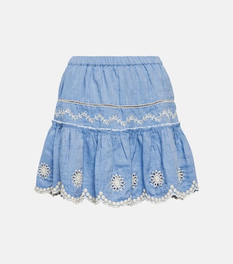 Minifalda Cava de algodón y lino bordada | LoveShackFancy