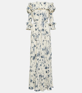 Floral pleated satin gown | Erdem