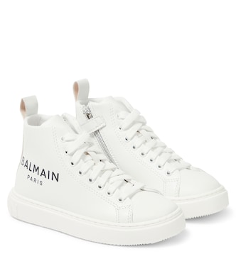Sneakers alte in pelle con logo | Balmain Kids