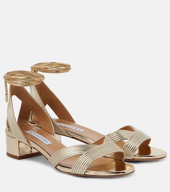 صندل من الجلد المعدني Ari 35 | Aquazzura