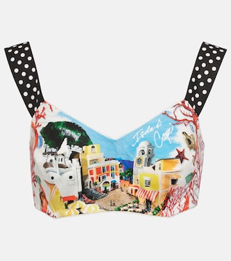 Top bralette Capri in cotone con stampa | Dolce&Gabbana