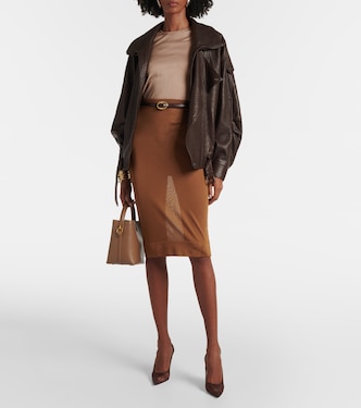 Gonna midi in maglia a vita alta | Saint Laurent