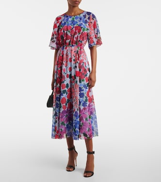 Floral gathered midi dress | Carolina Herrera