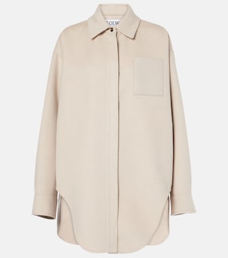 Leather-trimmed wool and cashmere overshirt | Loewe