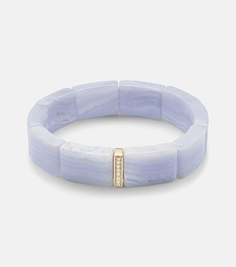 14kt gold beaded bracelet with agate and diamonds | Sydney Evan