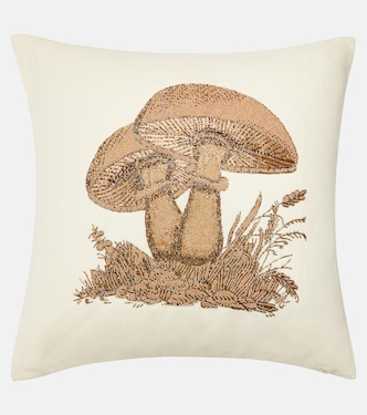 Botanist Mushrooms Large linen cushion | Jonathan Adler