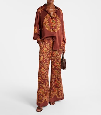 Seraphina printed silk wide-leg pants | Alémais