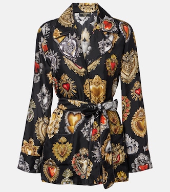 Camisa Devotion de sarga de seda con cinturón | Dolce&Gabbana