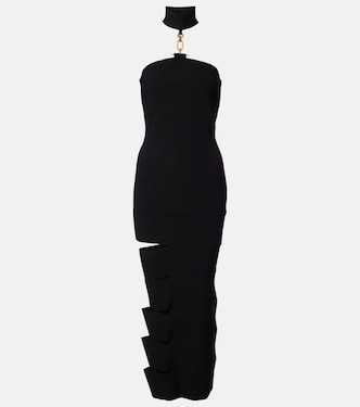 Cutout ribbed-knit gown | Balmain