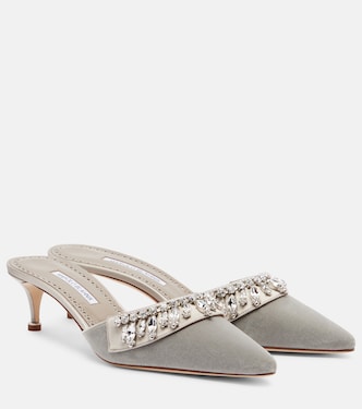 Tulipe 50 embellished velvet mules | Manolo Blahnik