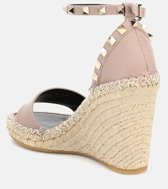 Espadrillas Rockstud Double in pelle con zeppa | Valentino Garavani