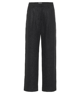 Nicola high-rise straight tweed pants | Deveaux New York