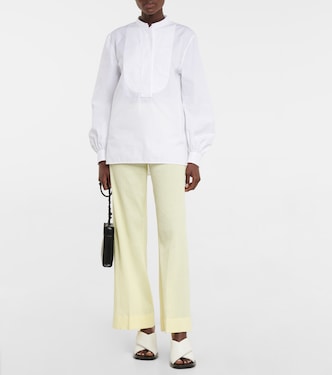 Pantalon ample à taille haute en coton mélangé | Jil Sander