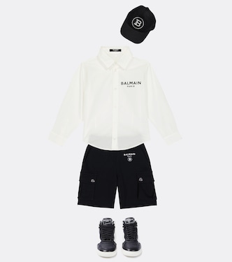 Camisa de algodón con logo | Balmain Kids