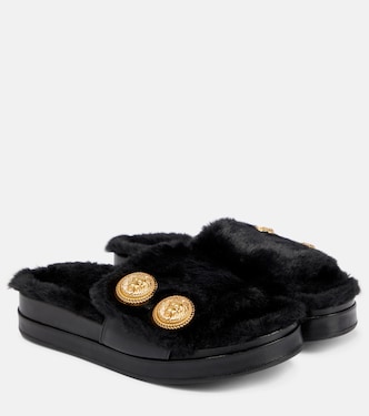 Sandali in pelle e pelliccia sintetica | Balmain