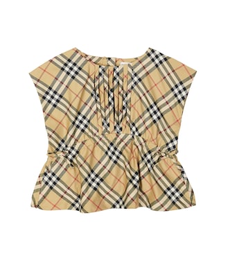 Top de mezcla de algodón con Burberry Check | Burberry Kids