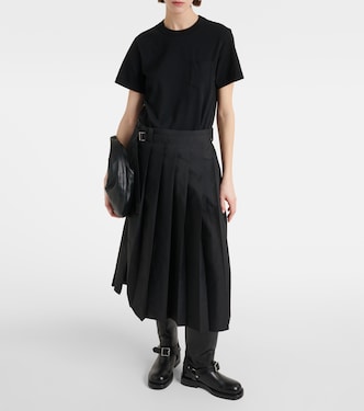 Pleated cotton poplin midi dress | Sacai