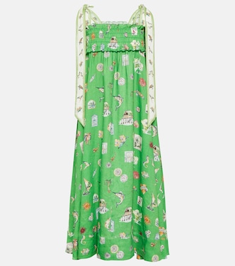 Abito midi in lino con stampa | Alémais