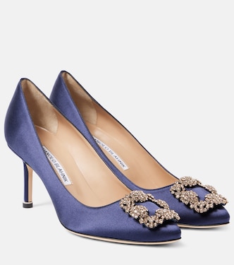 Pumps Hangisi aus Satin mit Kristallen | Manolo Blahnik